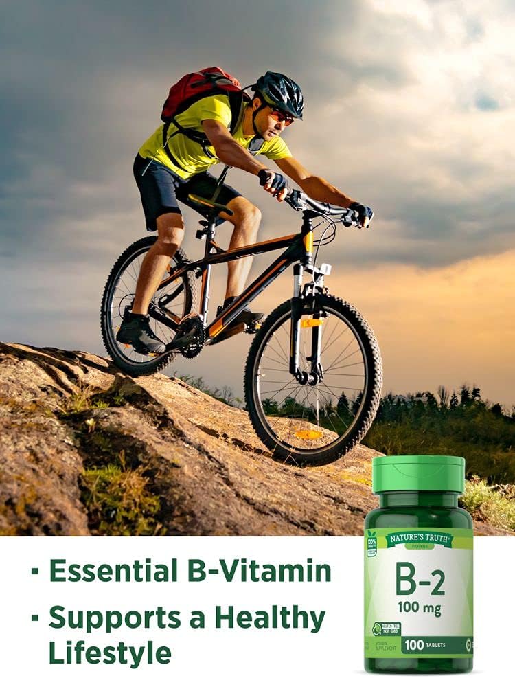 B2 Vitamin | 100mg | 100 Tablets | Vegetarian, Non-GMO  Gluten Free Supplement | Riboflavin | by Natures Truth