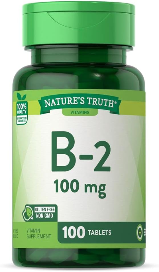 B2 Vitamin | 100mg | 100 Tablets | Vegetarian, Non-GMO  Gluten Free Supplement | Riboflavin | by Natures Truth