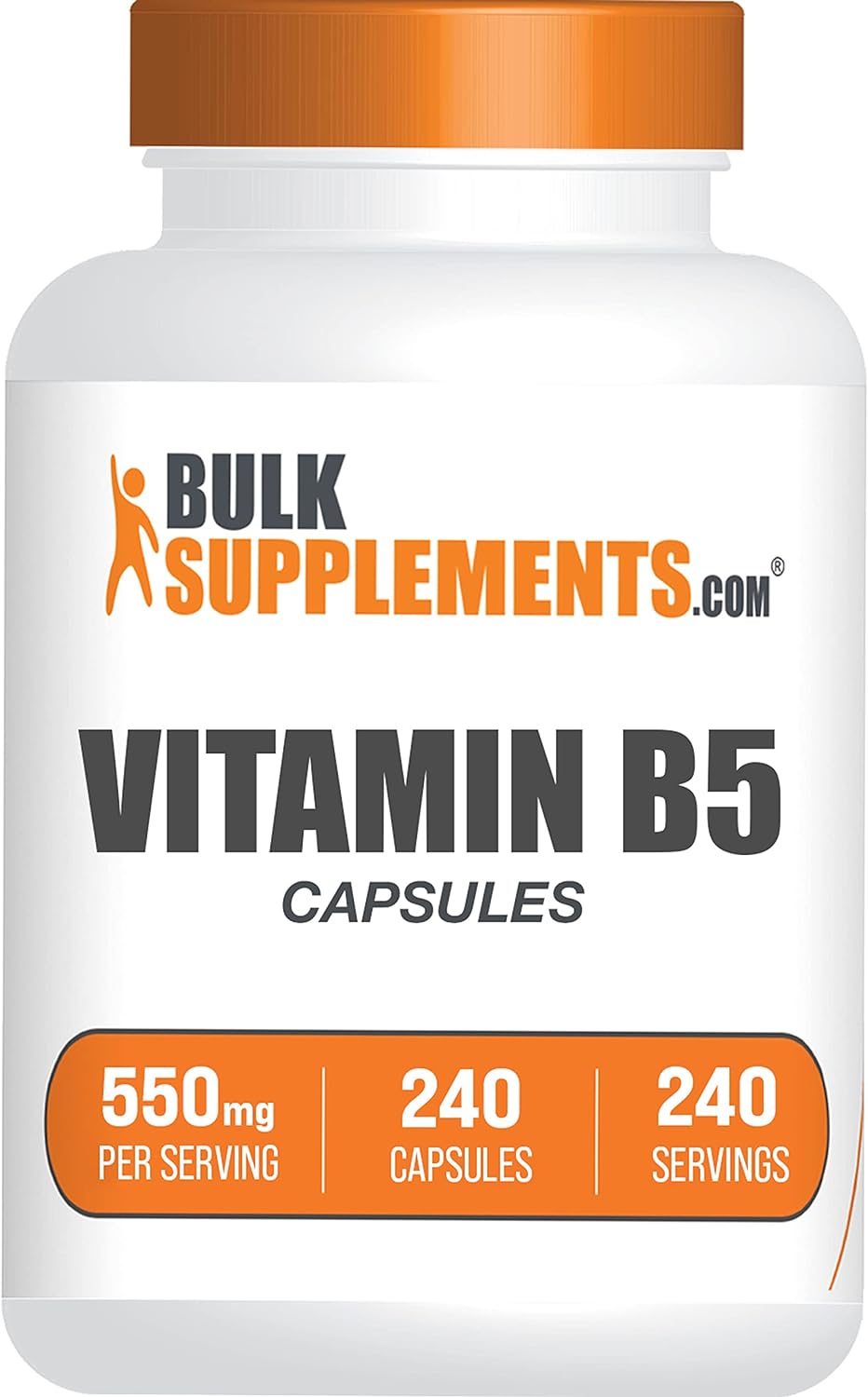 BULKSUPPLEMENTS.COM Vitamin B5 Capsules - Vitamin B Supplement - Pantothenic Acid 500mg - B5 Vitamins - Vitamin B5 Pantothenic Acid - 1 Capsule per Serving, 240-Day Supply (240 Capsules)
