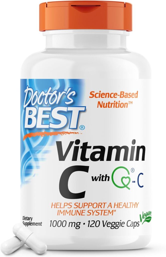 Doctors Best Vitamin C with Q-C - Vitamin C 1000mg Non-GMO, Vegan, Gluten Free, Soy Free, Sourced from Scotland Veggie Caps, 120 Count