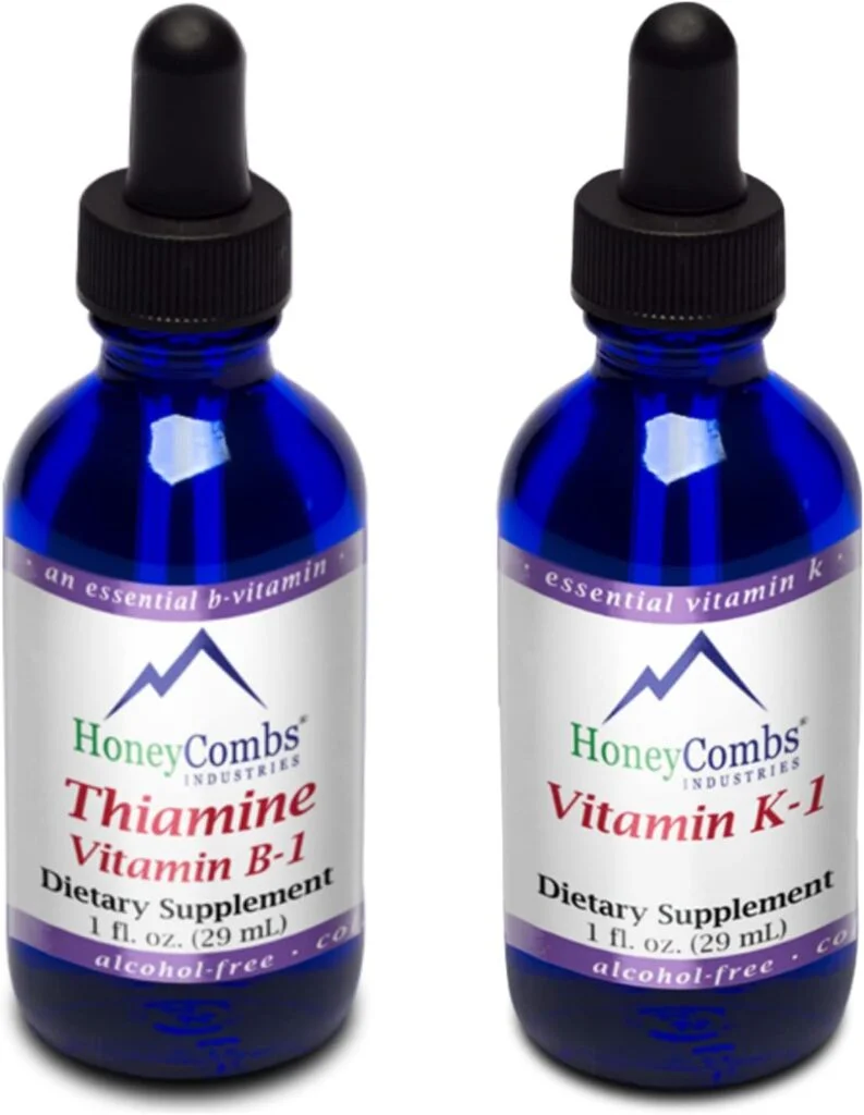 HoneyCombs Liquid Vitamin K1-1 Fl Oz + Vitamin B1 (Thiamine) Drops- 1 Fl Oz