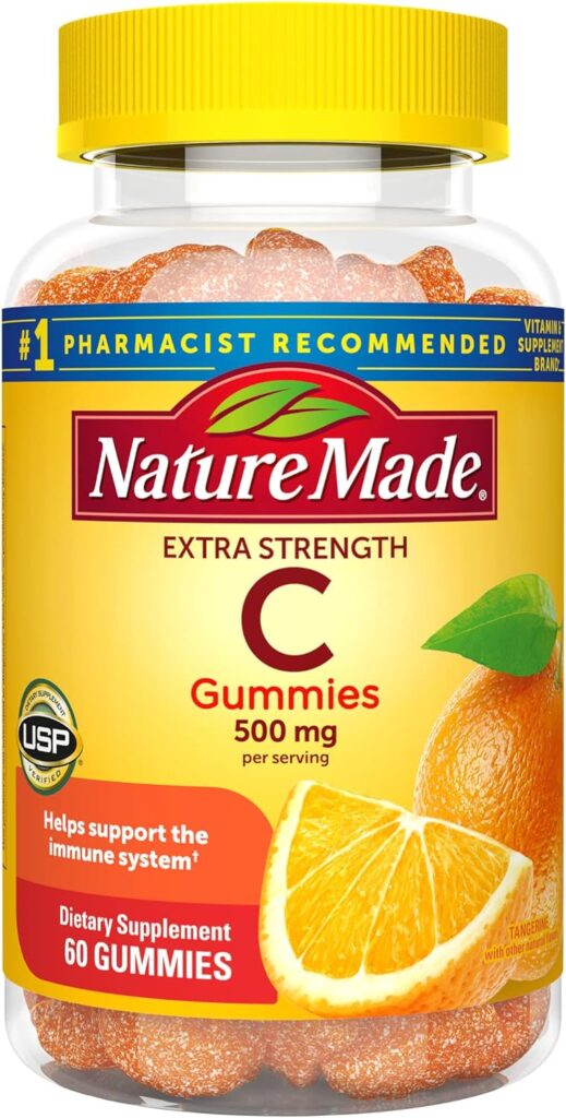 Nature Made Extra Strength Dosage Vitamin C 500 mg per serving, Dietary Supplement for Immune Support, 60 Gummies, 30 Day Supply
