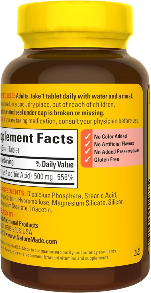 Nature Made Vitamin C 500 mg, Dietary Supplement for Immune Support, 250 Tablets (Pack of 3)
