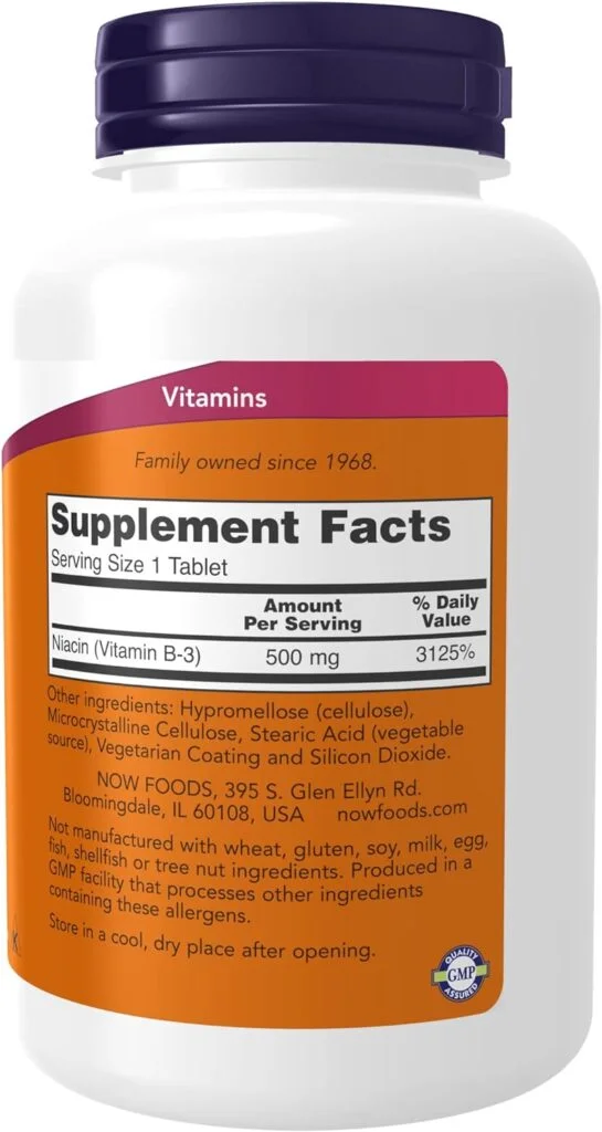NOW Supplements, Niacin (Vitamin B-3) 500 mg, Sustained Release, Nutritional Health, 250 Tablets