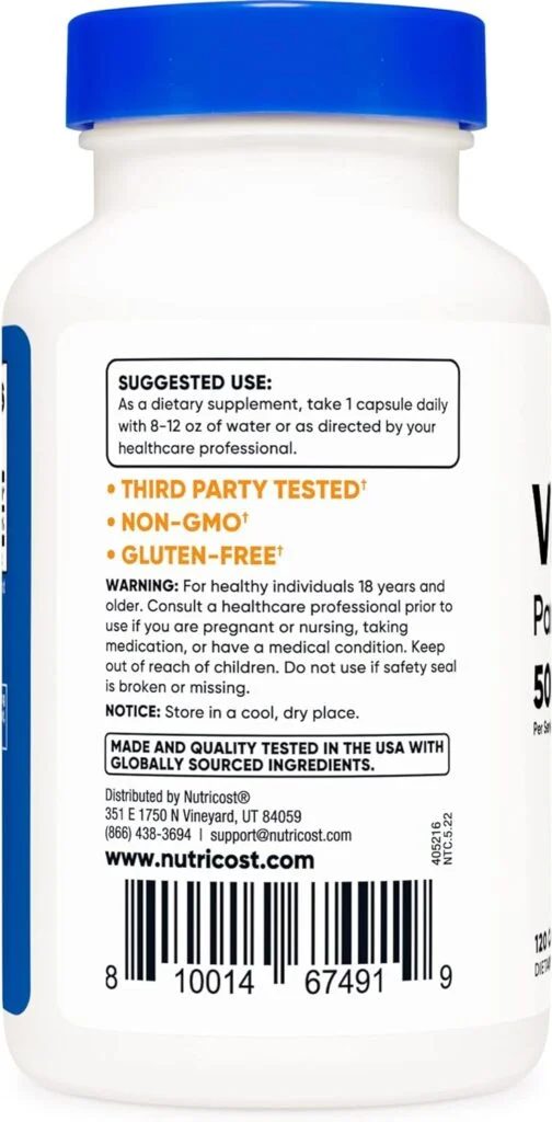 Nutricost Pantothenic Acid (Vitamin B5) 500mg, 240 Capsules