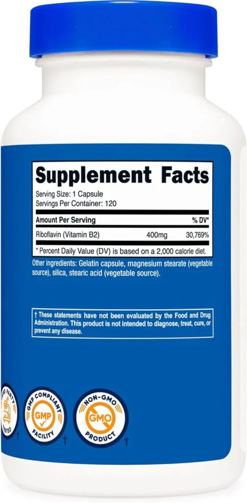 Nutricost Vitamin B2 (Riboflavin) 400mg, 120 Capsules - Gluten Free, Non-GMO