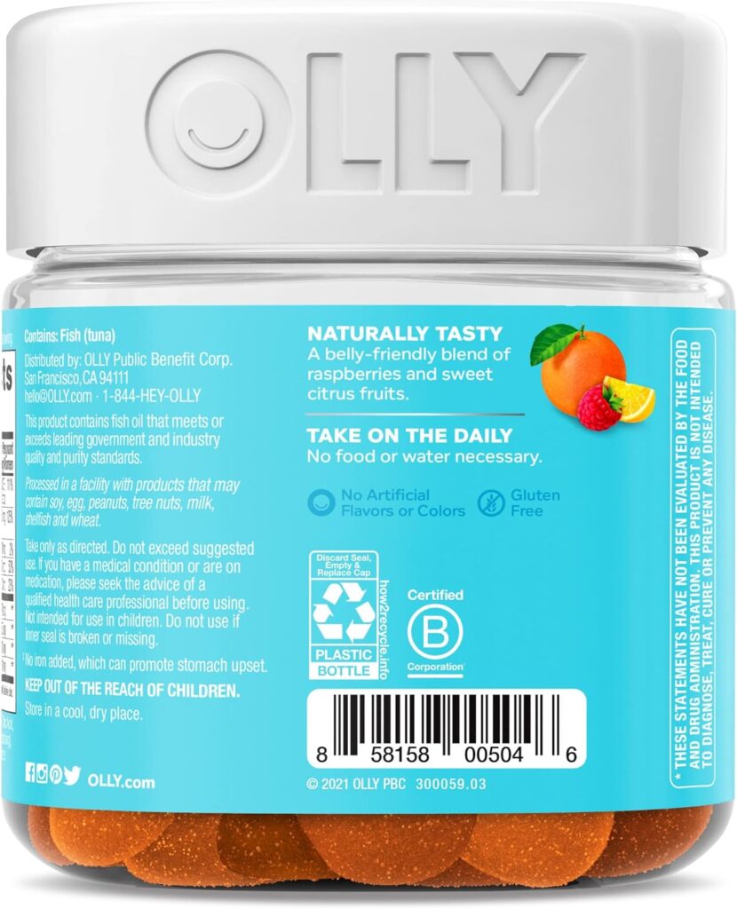 Olly The Essential Prenatal Gummy Multivitamin, 30 Day Supply ( Gummies), Sweet, Folic Acid, Vitamin D, Omega 3 DHA, Chewable Supplement, White Citrus, 60 Count (Pack of 1)