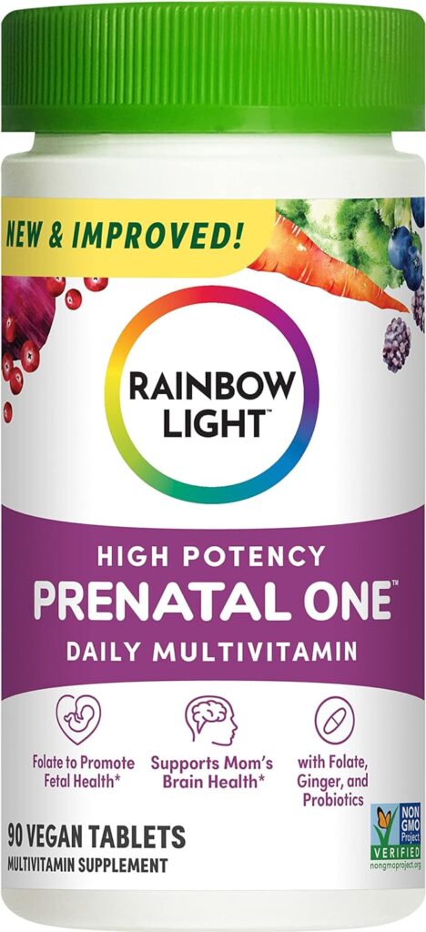 Rainbow Light Prenatal One Multivitamin, Folic Acid, Calcium,  Vitamin D, Gluten Free, Supports from Conception to Postnatal, Clinically Proven Absorption, 90 Tablets