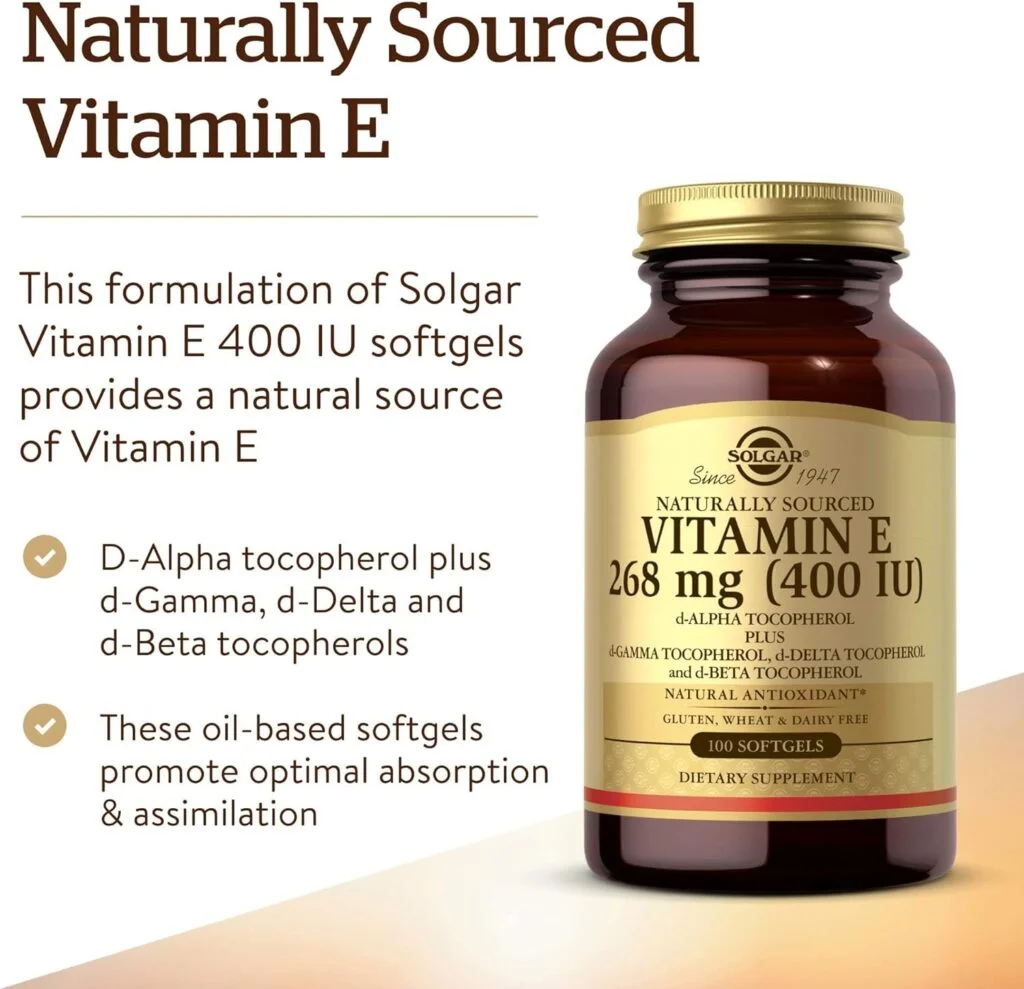Solgar Vitamin E 268 MG (400 IU) Mixed (d-Alpha Tocopherol  Mixed Tocopherols - Supports Immune System  Skin Nutrition - Natural Antioxidant - Gluten  Dairy Free - 100 Count (Pack of 1)