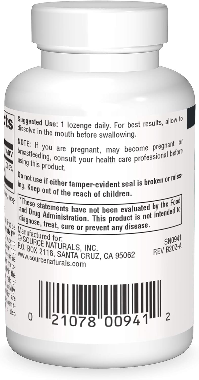 Source Naturals Coenzymated B-6 25mg P-5 Pyridoxal-5 Phosphate Fast-Acting, Quick Dissolve Vitamin Supports Amino Acid Metabolism - 60 Lozenges
