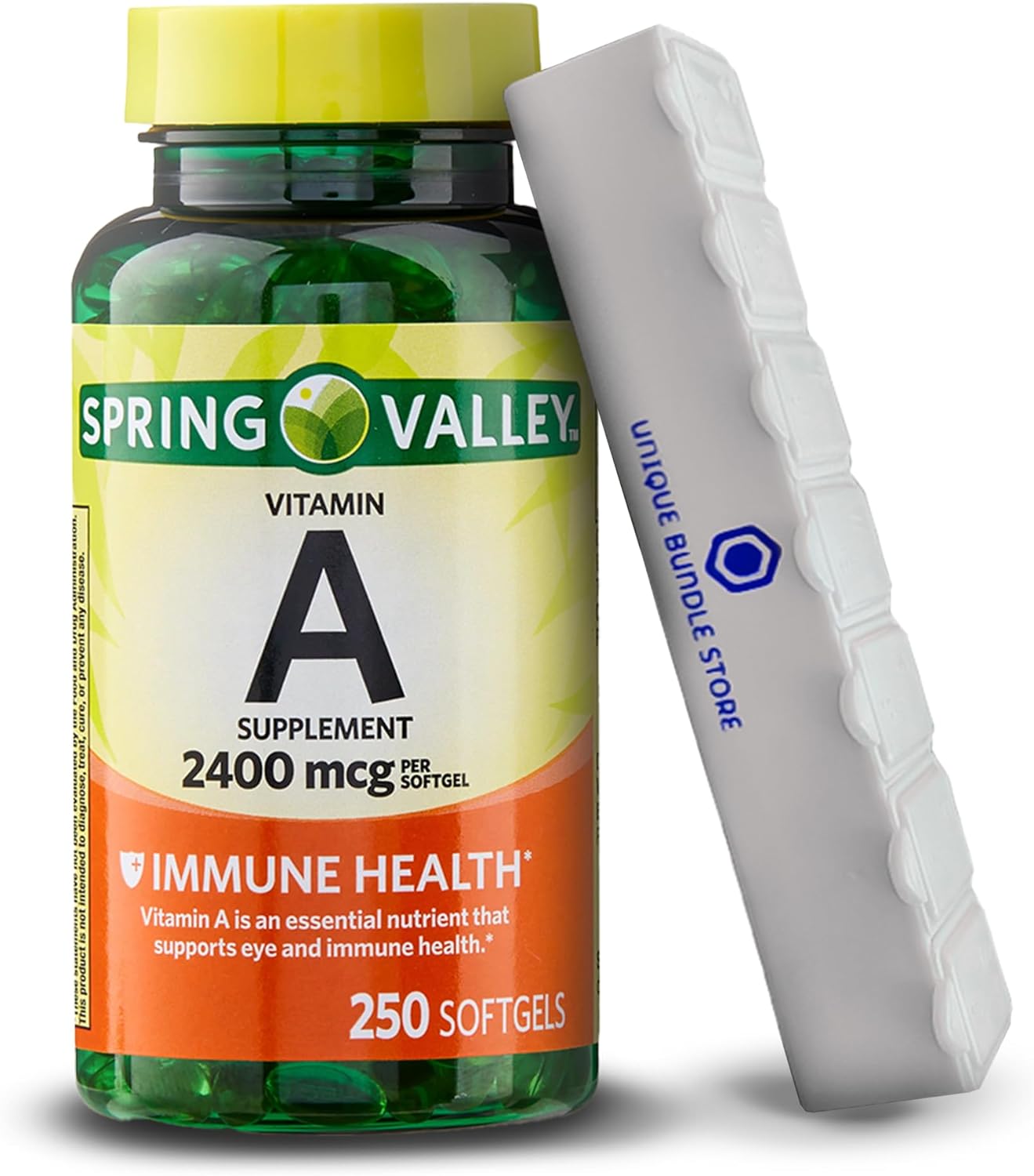 Spring Valley, Vitamin A, Softgels 2400 mcg, Vitamin A Supplement 250 Count + 7 Day Pill Organizer Included (Pack of 1)