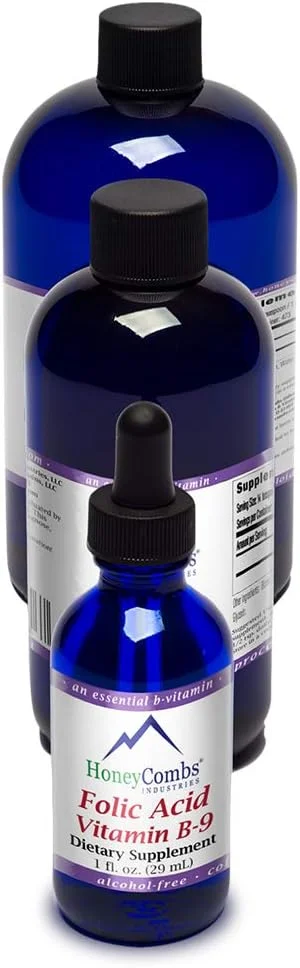 Vitamin B9 (Folic Acid) Drops – Vitamin B Liquid Folate Drops to Support Blood Cells, Brain Function  Liver – Liquid Vitamins for Pregnancy – Alcohol-Free, Gluten Free Folic Acid Supplement, 1 Fl Oz.