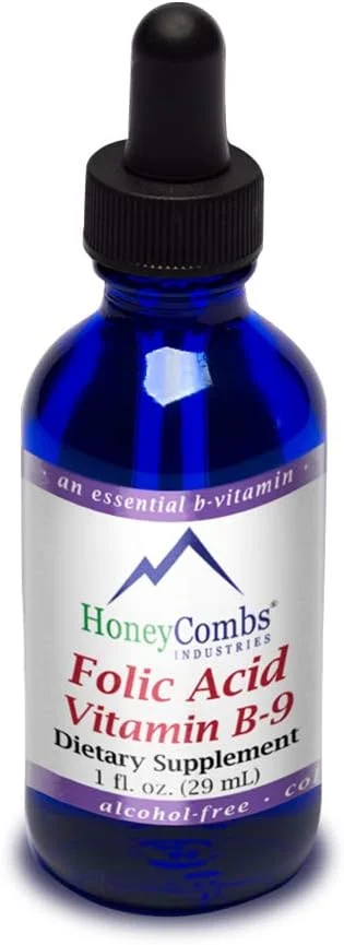 Vitamin B9 (Folic Acid) Drops – Vitamin B Liquid Folate Drops to Support Blood Cells, Brain Function  Liver – Liquid Vitamins for Pregnancy – Alcohol-Free, Gluten Free Folic Acid Supplement, 1 Fl Oz.