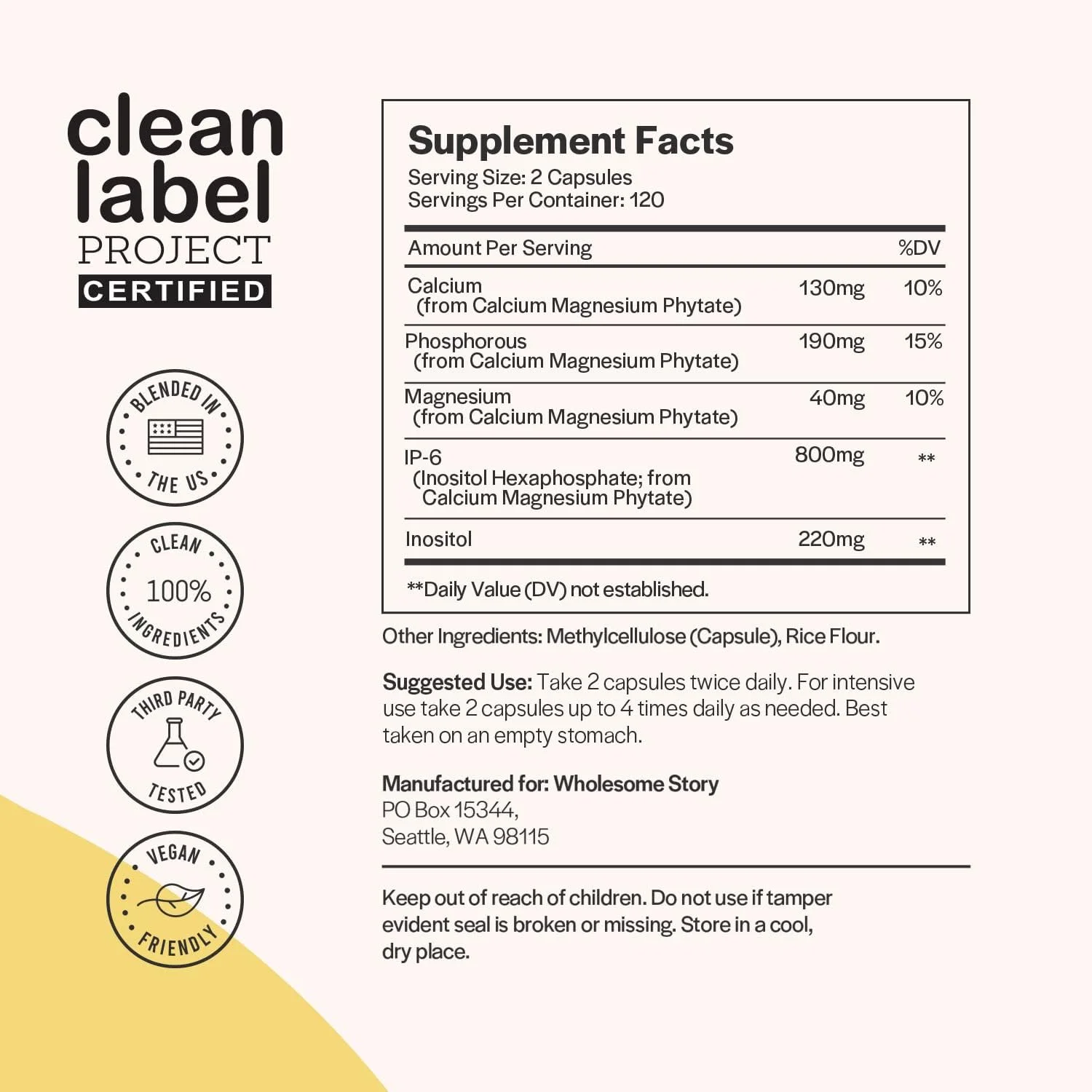 Wholesome Story IP6 Inositol Capsules for Immune Health Support + 3-in-1 Zinc Picolinate Magnesium Glycinate Supplements with Vitamin B6 | Antioxidant, Vegan  Gluten-Free | 60 Day  30 Day Supply