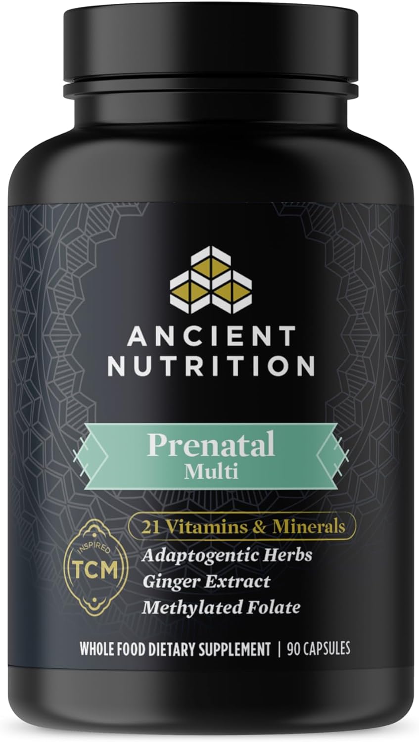 Ancient Nutrition Prenatal Vitamins, Multivitamin for Women with Vitamin C, Vitamin B12 and Folate, Supports Pregnancy and Fertility Health, Paleo and Keto Friendly, 90 Capsules