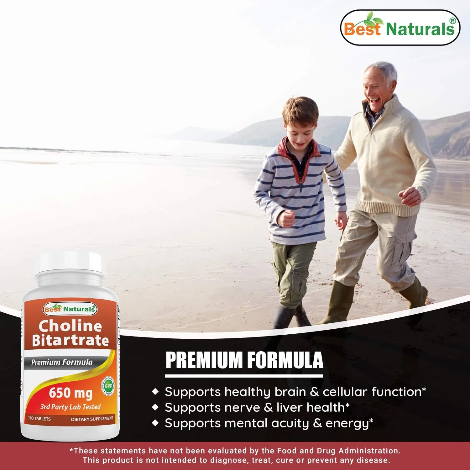 Best Naturals Choline Bitartrate 650 mg  Vitamin B1 as Thiamine Mononitrate 100 mg