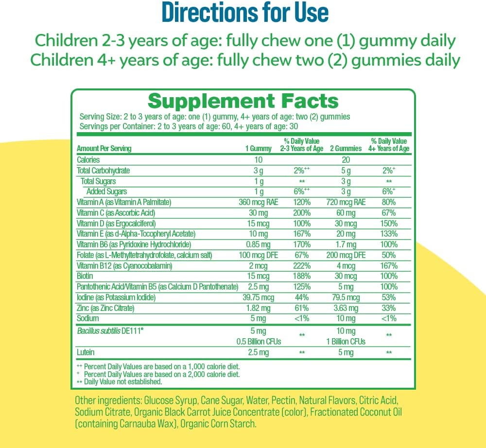 Culturelle Kids Multivitamin + Probiotic for Kids (Ages 2+) - 60 Count, Peach-Orange  Mixed Berry Flavor - Digestive Health  Immune Support Gummies with Lutein to Support Eye Health (Pack of 2)
