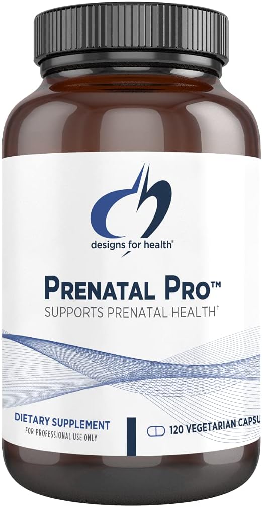 Designs for Health Prenatal Pro - Multivitamin for Women with Prenatal Vitamins A, D, E + Vitamin K - Includes Bioactive Folate + Calcium Magnesium Zinc - Nursing + Postpartum Essentials (120 Caps)