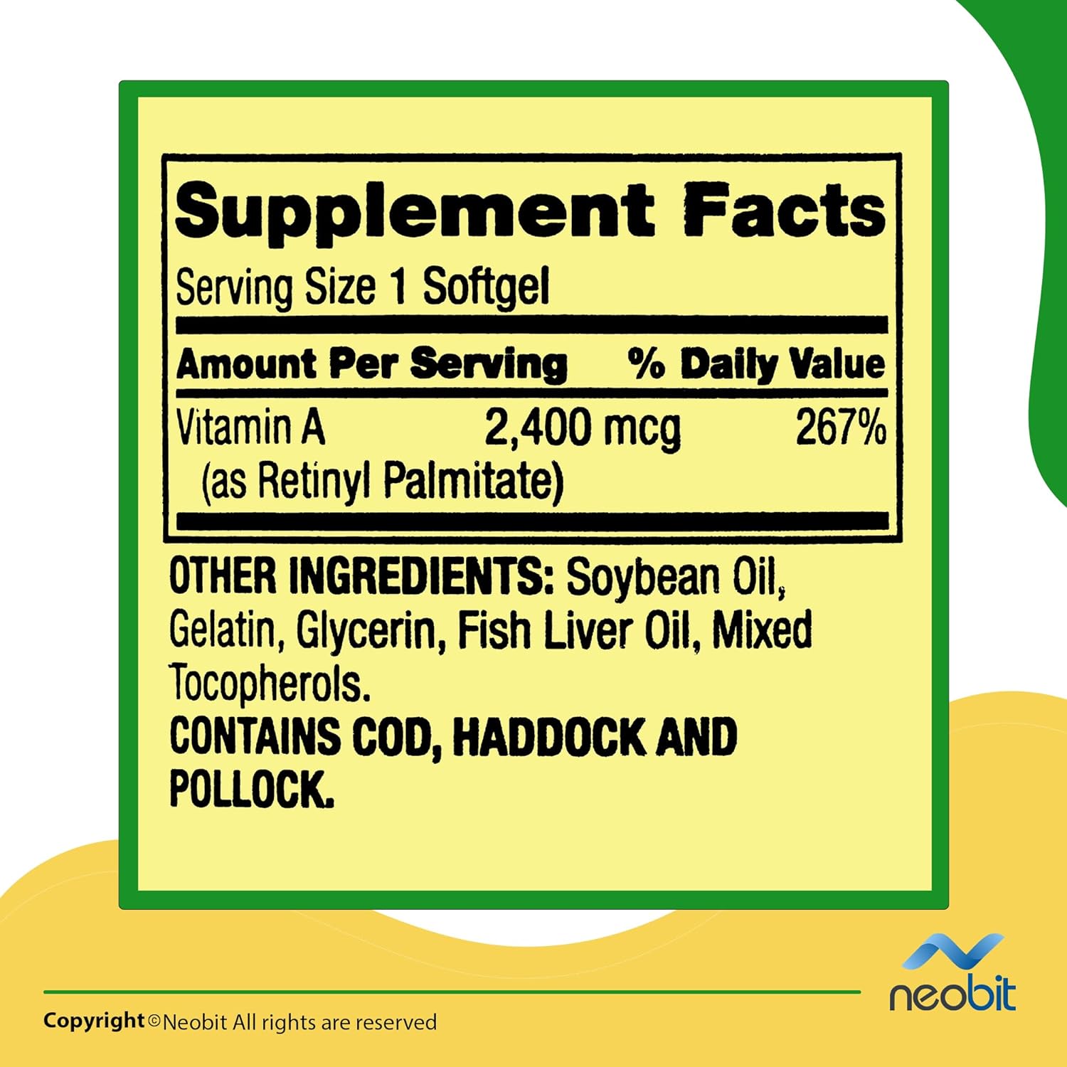 Neobit Spring Valley High-Potency Vitamin A Softgels, 2400 mcg - Essential Immune  Vision Health Support, Gluten-Free, 250 Count - Bundle with Healthy Life, Simple Choices: A Guide (2 Items)