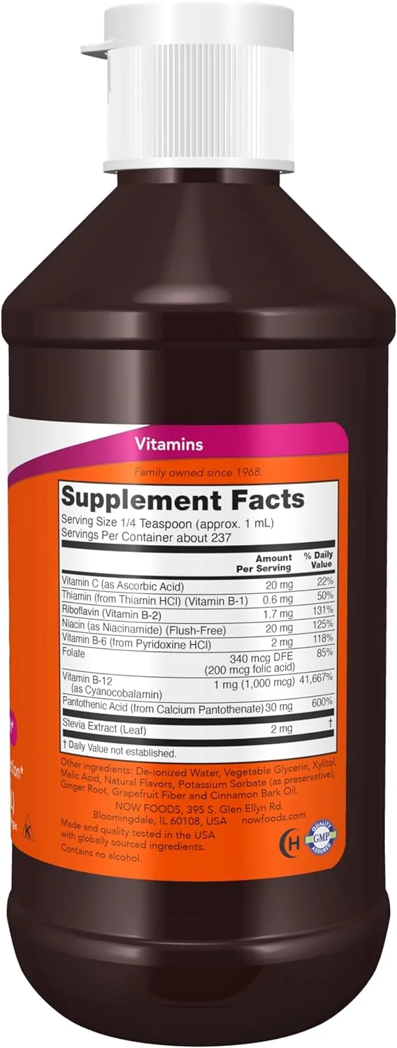 NOW Supplements, Vitamin B-12 Complex Liquid, Energy Production*, Nervous System Health*, 8-Ounce
