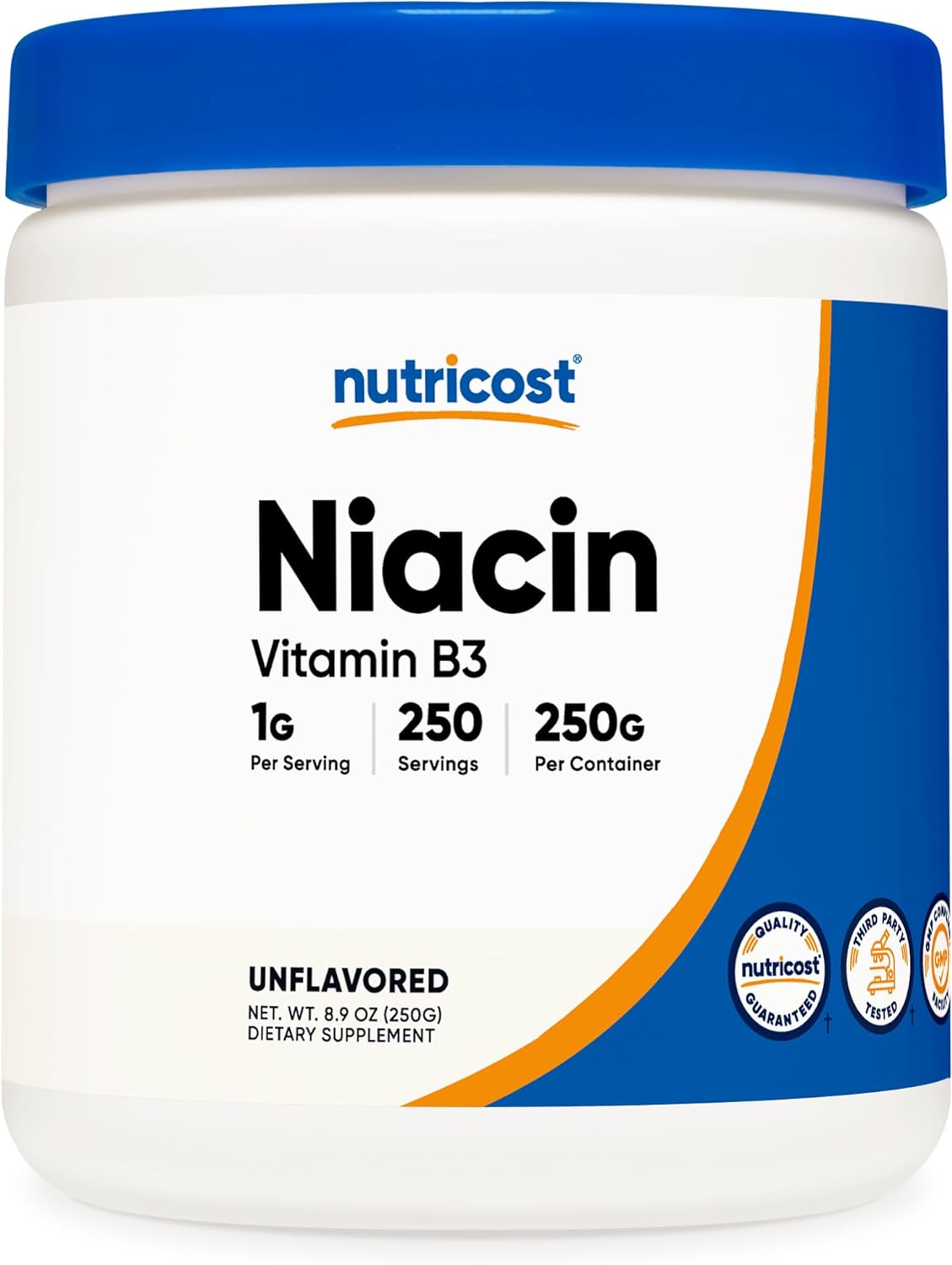 Nutricost Niacin Vitamin B3 Powder 250 Grams - 1G Per Serving - Vitamin B3 (Niacin) Powder - May Cause Flush