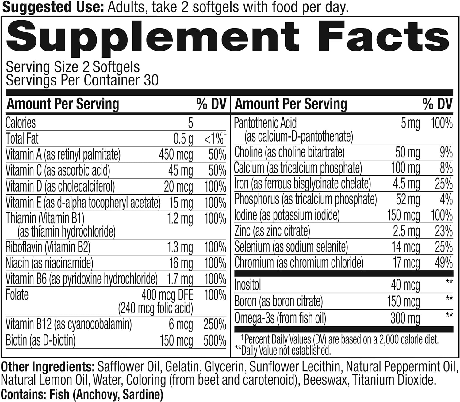 OLLY Ultra Womens Multi Softgels, Overall Health and Immune Support, Omega-3s, Iron, Vitamins A, D, C, E, B12, Daily Multivitamin, 30 Day Supply - 60 Count