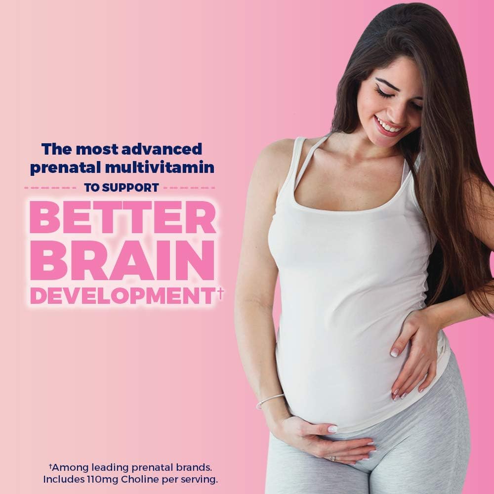 One A Day Women’s Prenatal Advanced Complete Multivitamin with Brain Support* with Choline, Folic Acid, Omega-3 DHA  Iron for Pre, During and Post Pregnancy, 90+90 Count, (180 Count Total Set)