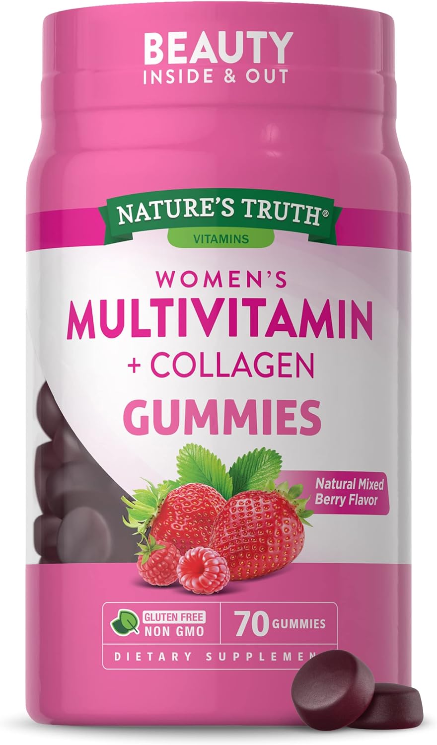 Womens Multivitamin Gummies Plus Collagen | 70 Count | Non-GMO  Gluten Free | By Natures Truth