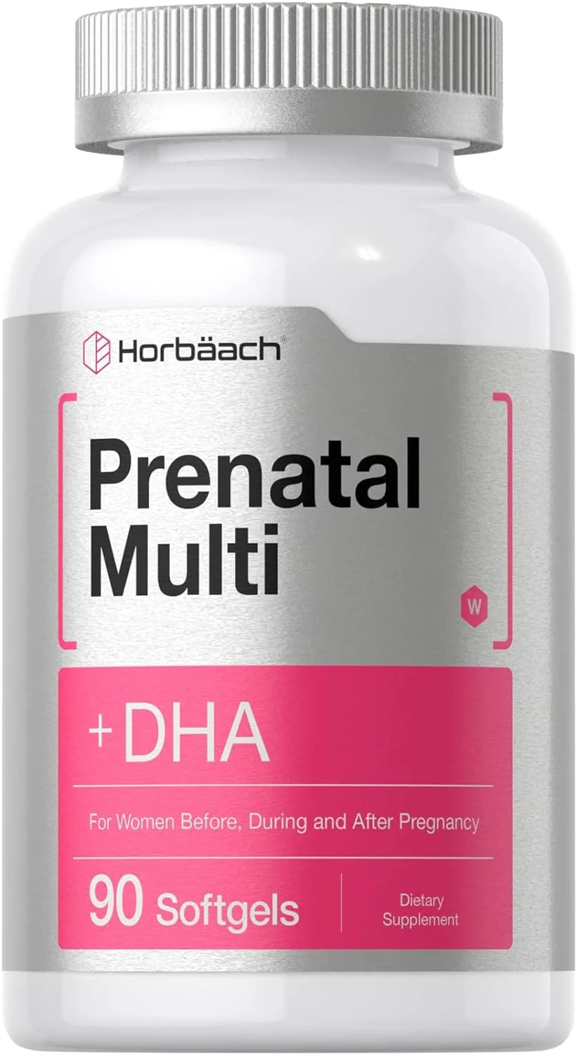 Womens Prenatal Multivitamin with DHA, Iron and Folic Acid | 90 Softgels | Non-GMO  Gluten Free | by Horbaach