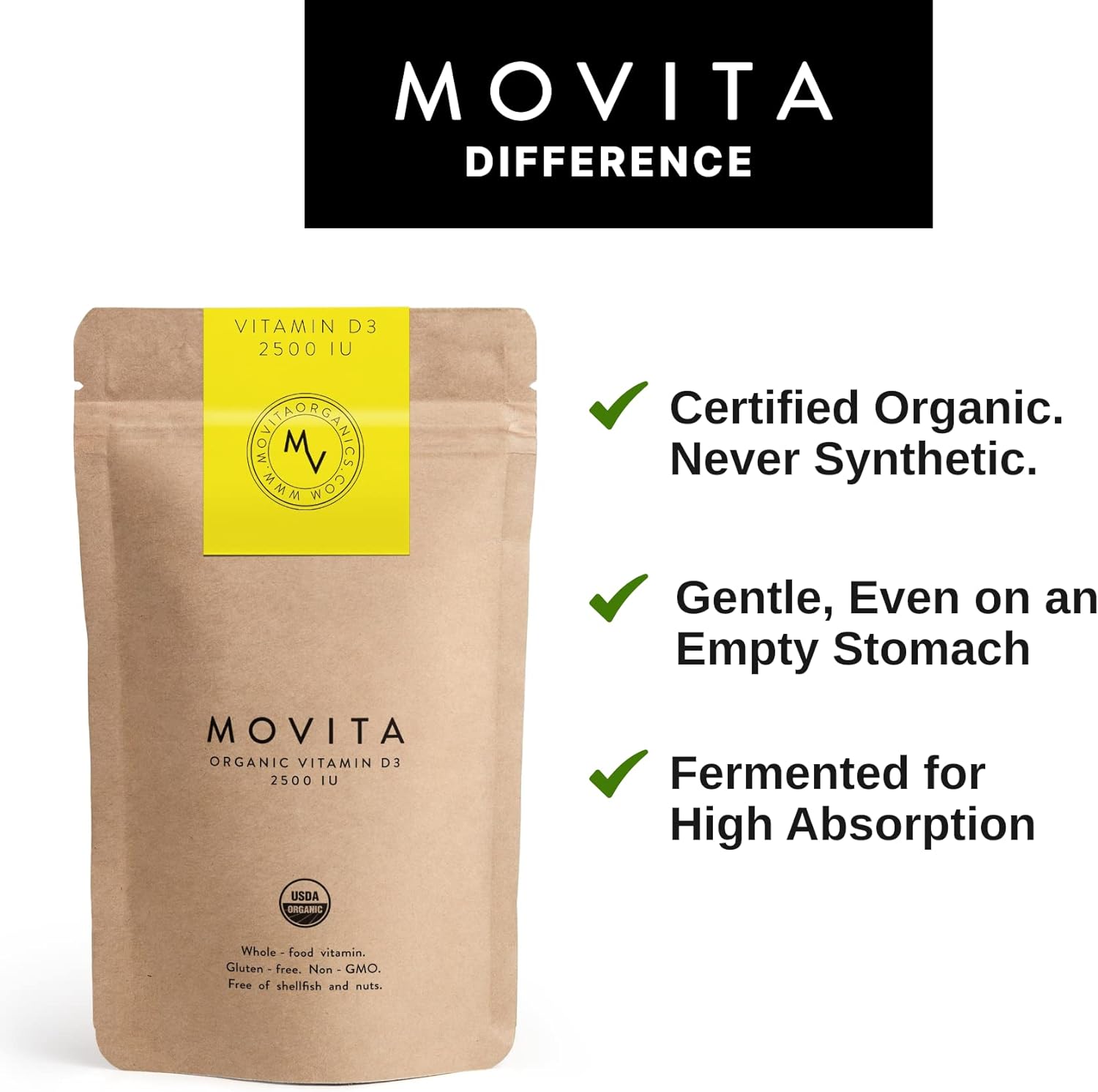 Movita Organics Womens Multivitamin and D3 Pouch Bundle - 30 Day Supply