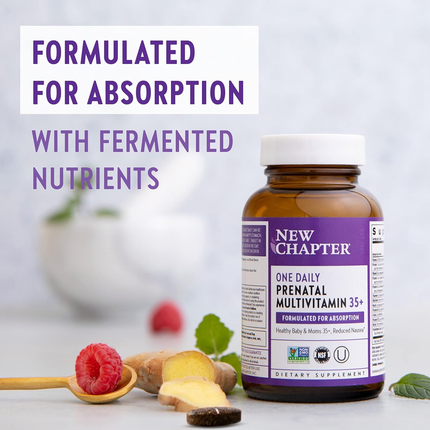 New Chapter Prenatal Vitamins, One Daily Prenatal Multivitamin Enhanced for Age 35+ with Methylfolate + Choline for Healthy Mom  Baby, Gluten Free  Non-GMO- 30 ct