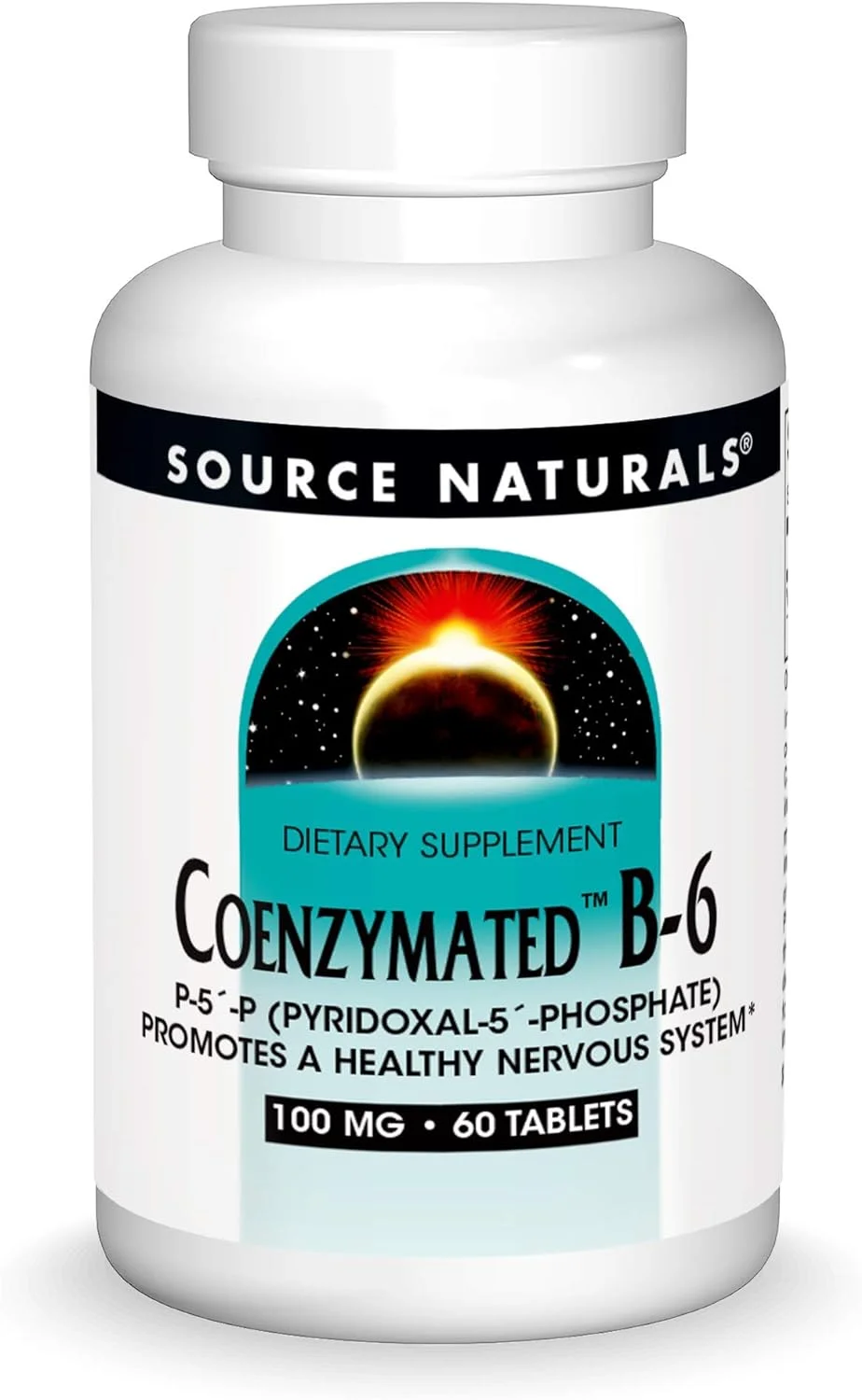 Source Naturals Coenzymated B-6, 100 mg Brain, Heart and PMS Support - 60 Tablets