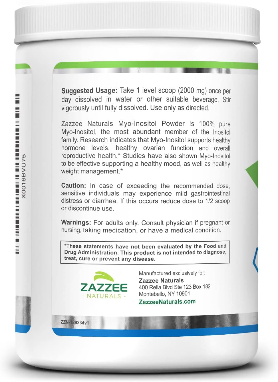 Zazzee Myo-Inositol Powder and USDA Organic Vitex Capsules, Vegan, All-Natural and Non-GMO