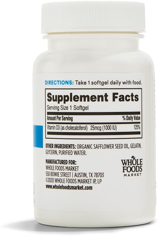 365 by Whole Foods Market, Vitamin D3 1000 IU, 250 Softgels