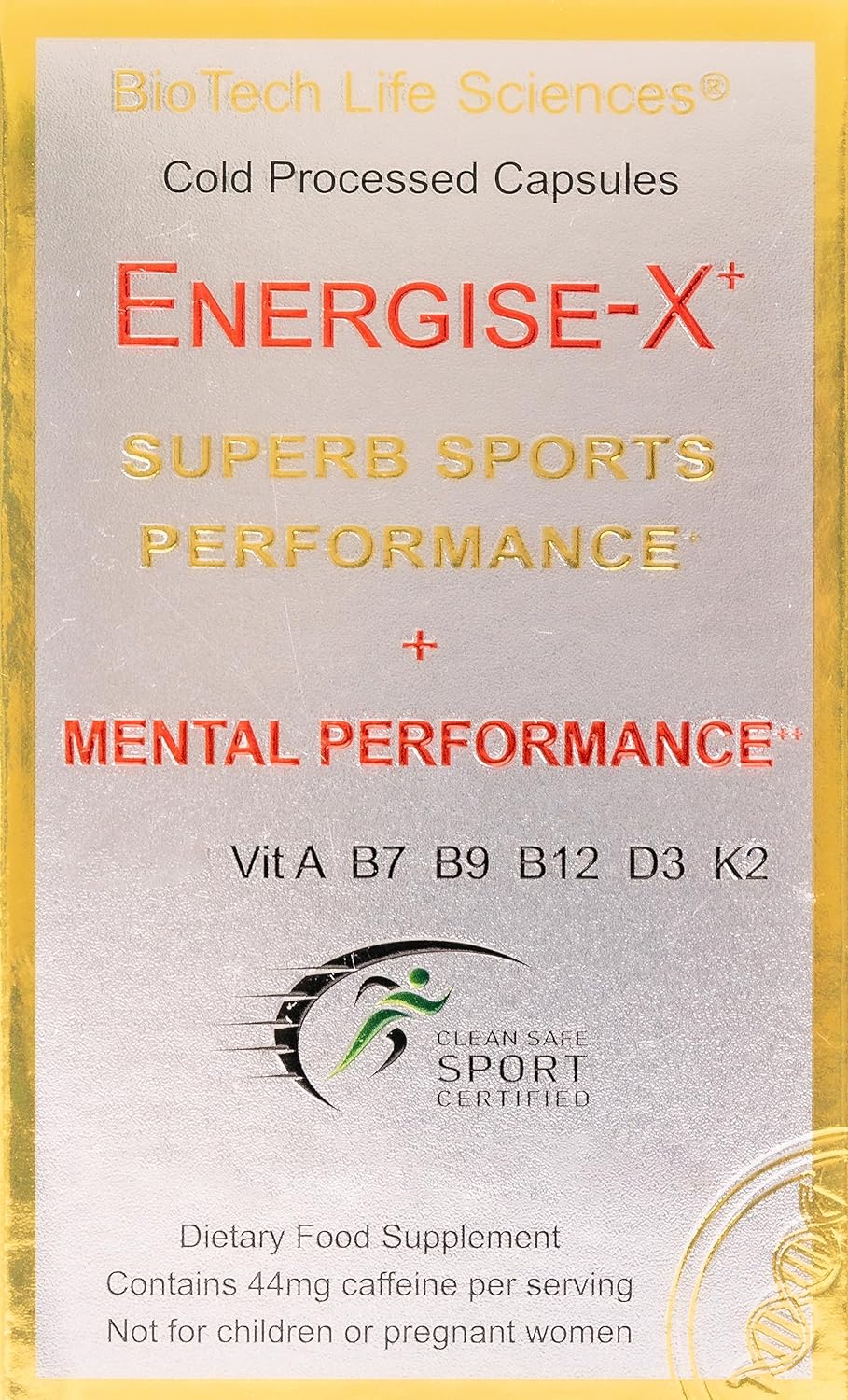 BioTech Life Sciences Energise X 100 Grams NAD+ CoQ10 Vitamins A Retinol D3 E K2 B2 B5 B6 B7 Biotin B8 B9 Folate B12 (EX-100g)