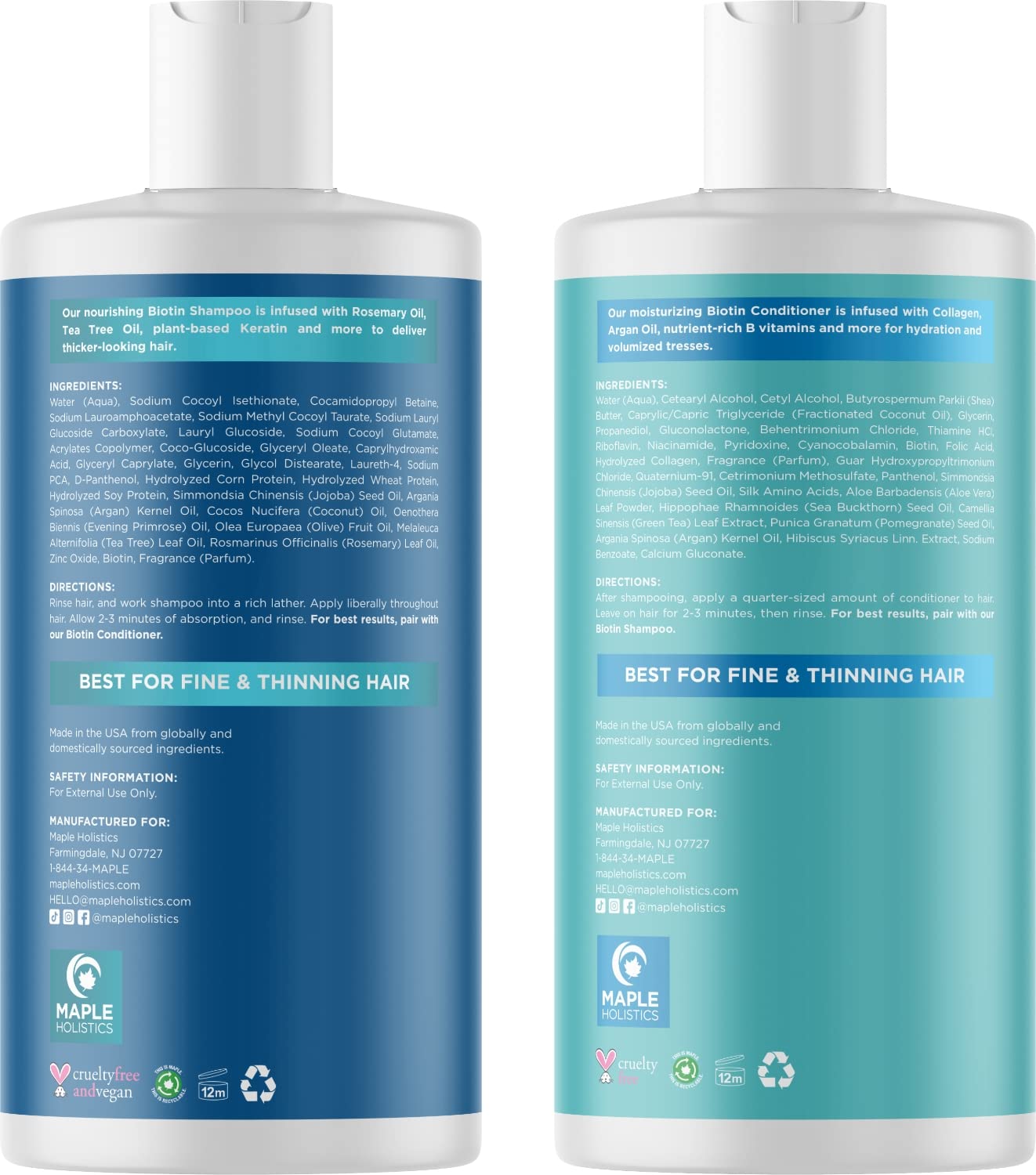 Biotin Shampoo and Conditioner and Hair Supplement - Biotin for Hair Growth Supplement Plus Rosemary and Volumizing Shampoo and Conditioner Set - Rosemary Biotin and Collagen Hair Thickening Products