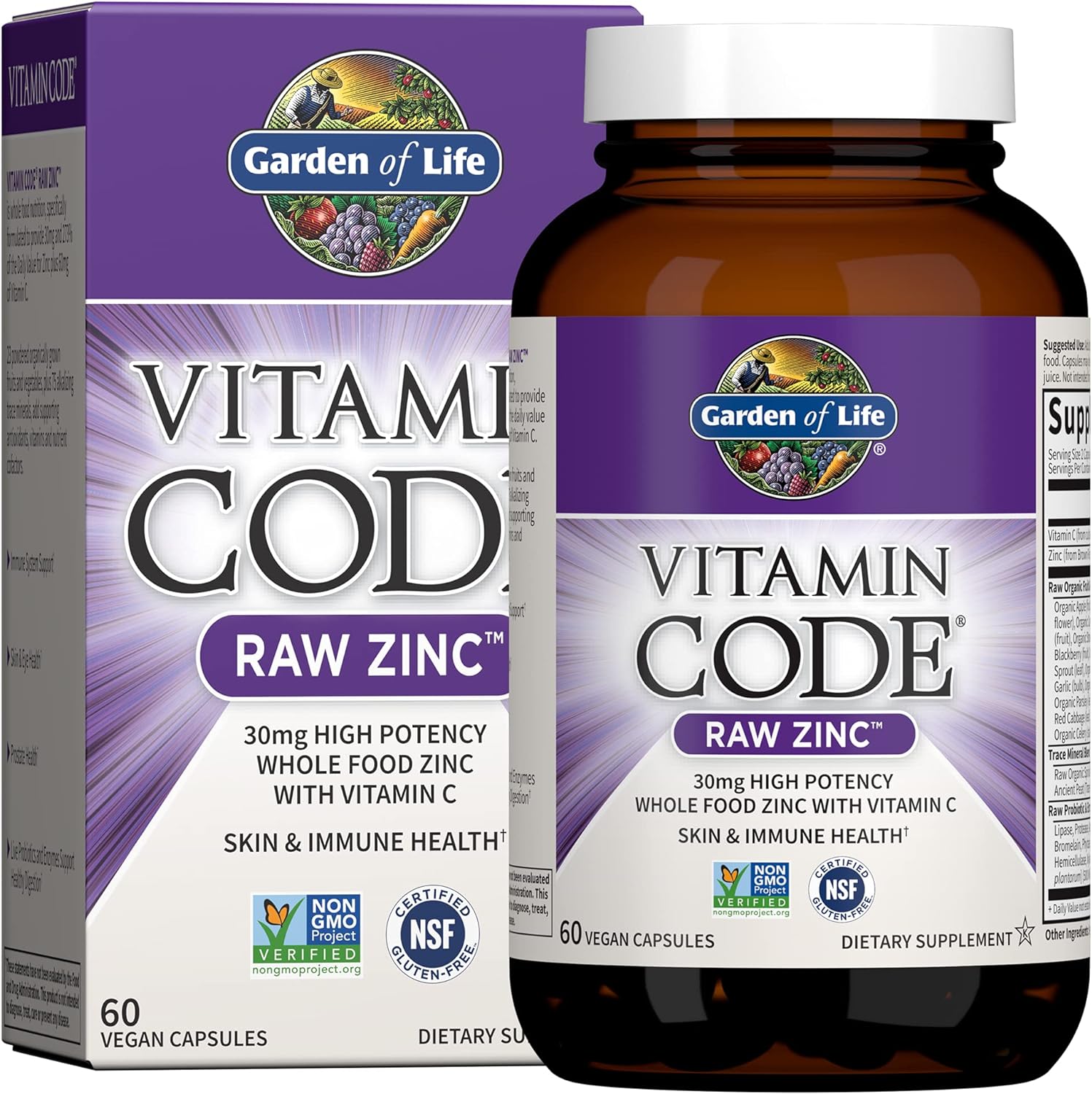 Garden of Life Raw B Complex - Vitamin Code  Zinc Supplements, 60 Vegan Capsules  Vitamin D