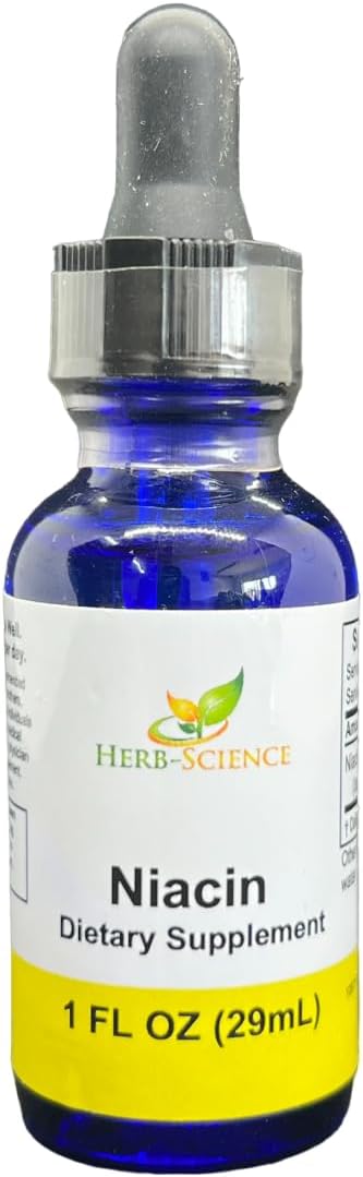 Herb-Science Liquid Vitamin B3 Drops - Cold Processed Niacin Supplement, Supports Tongue  Skin Health - Vegan, Non-Alcoholic and Quality Tested.- 1 Fl. Oz, 36 Servings