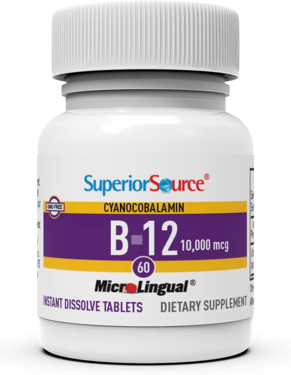 Superior Source B12/B6 /Folic Acid Multivitamin Tablet, 1000 mcg/2 mg/800 mcg, 60 Count