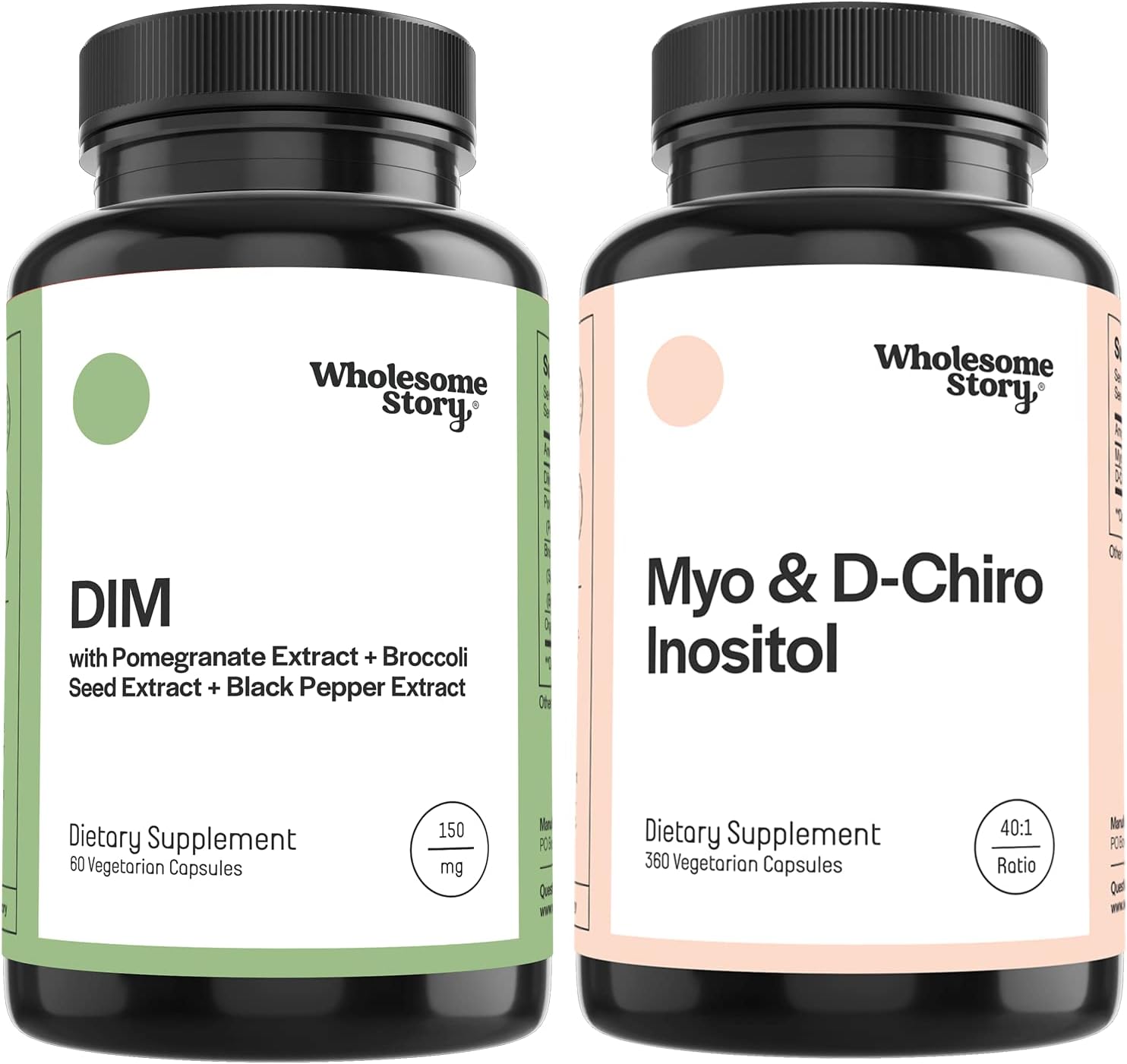 Wholesome Story DIM Supplement for Women with Pomegranate 30 Day Supply + Myo-Inositol  D-Chiro Inositol Blend 90 Day Supply