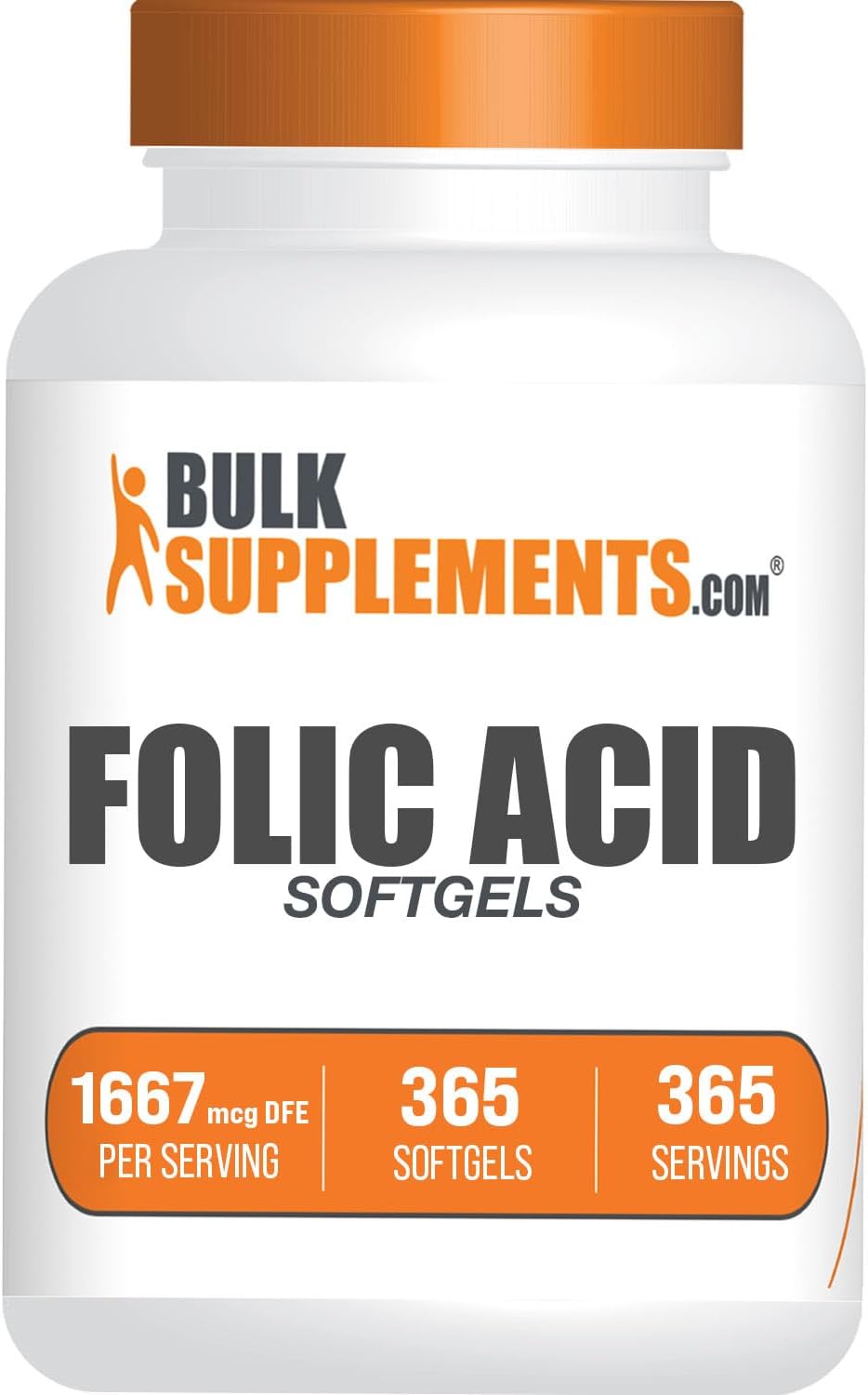 BULKSUPPLEMENTS.COM Folic Acid 1000mcg - Folic Acid Softgels, Vitamin B9, Folic Acid Supplement - Folic Acid Prenatal Vitamins, Folate Supplement, 1 Softgel per Serving, 365 Softgels
