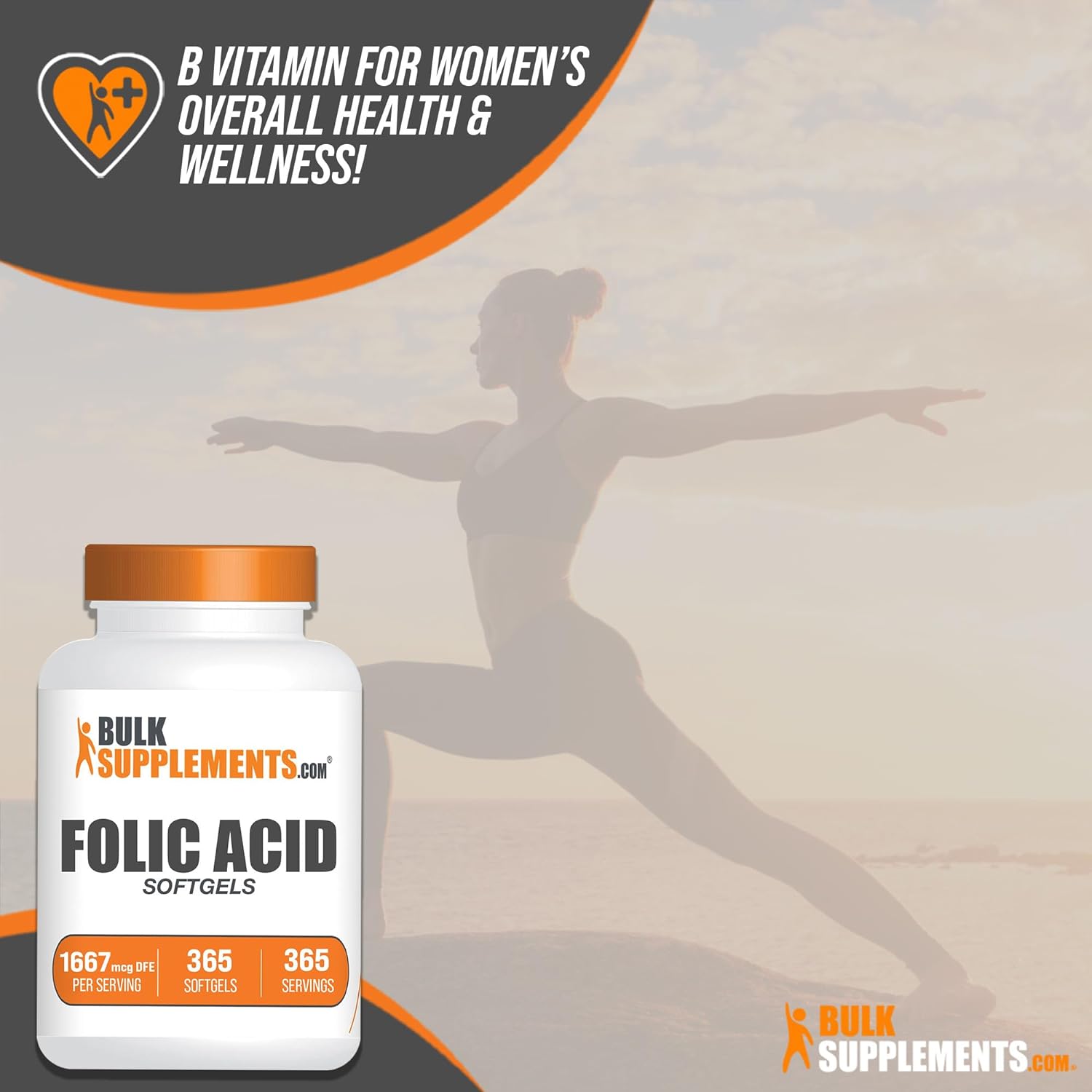 BULKSUPPLEMENTS.COM Folic Acid 1000mcg - Folic Acid Softgels, Vitamin B9, Folic Acid Supplement - Folic Acid Prenatal Vitamins, Folate Supplement, 1 Softgel per Serving, 365 Softgels