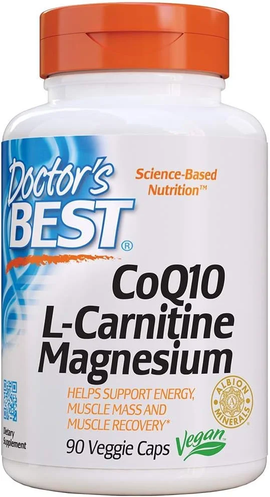 Doctors Best Coq10/l-Carnitine/Magnesium Unique Blend, Supports Energy, Muscle Mass  Muscle Recovery, Veggie Caps, 90Count