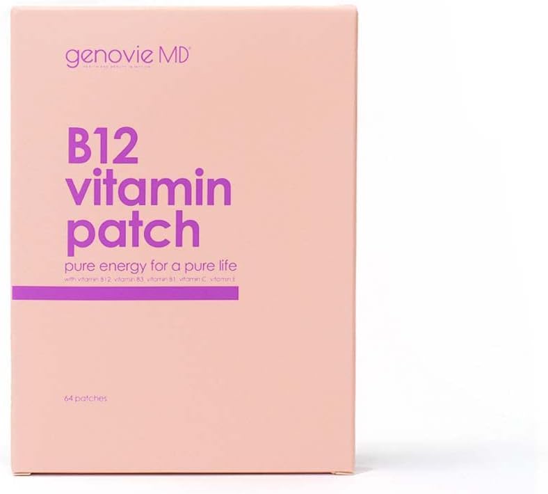 genovie MD B12 Patch with Natural Ingredients, Made with B12, Vitamin C and E, Perfect for Boosting Your Entire Day, 64 Patches
