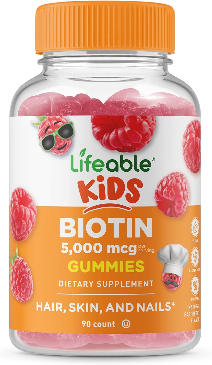 Lifeable Biotin Kids + Turmeric Curcumin Kids, Gummies Bundle - Great Tasting, Vitamin Supplement, Gluten Free, GMO Free, Chewable Gummy