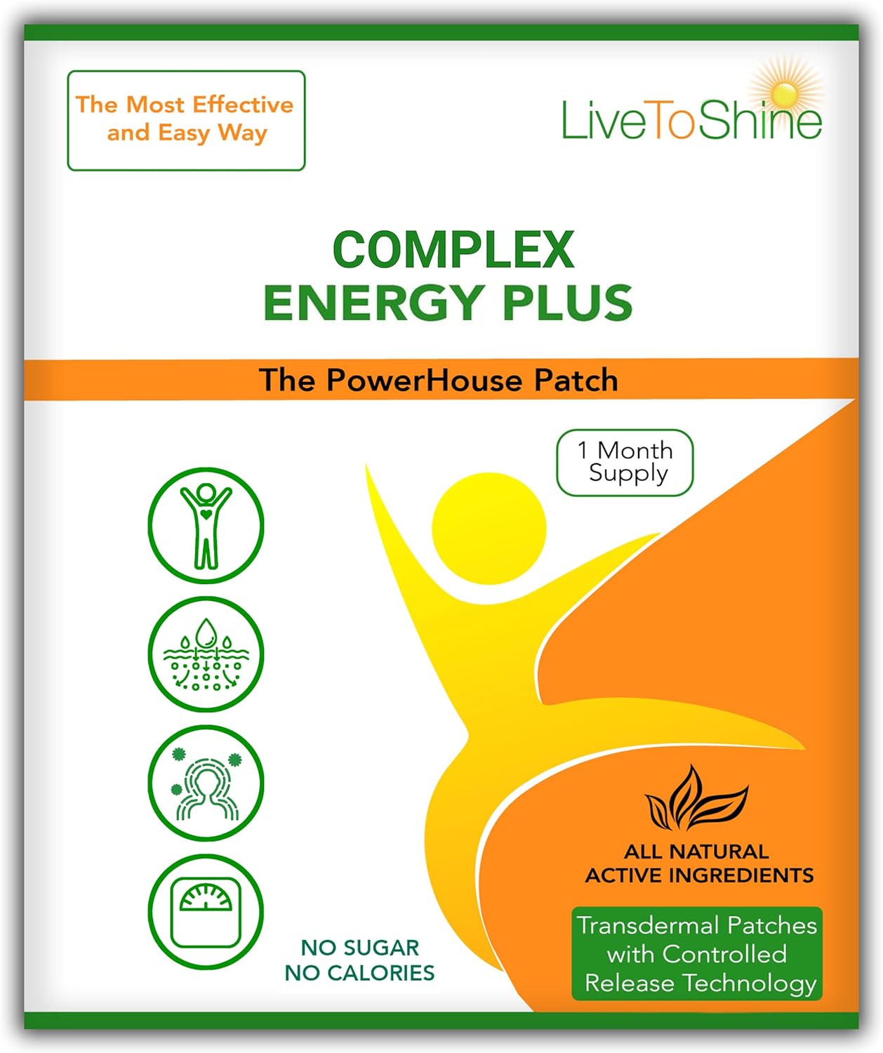Live To Shine Energy Be Patch - Natural Ingredients for Energy, Alertness and Wellbeing - 30 Patches - USA Made