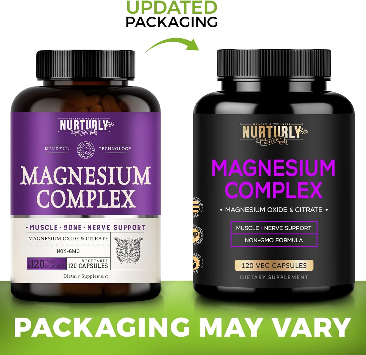 NURTURLY Magnesium and Vitamin B Complex - Magnesium Citrate 500MG - B Vitamins B1,B2,B3,B5,B6,B7,B9,B12 and Biotin - Muscle Relaxatio, Sleep and Energy, Immunity and Mood Support