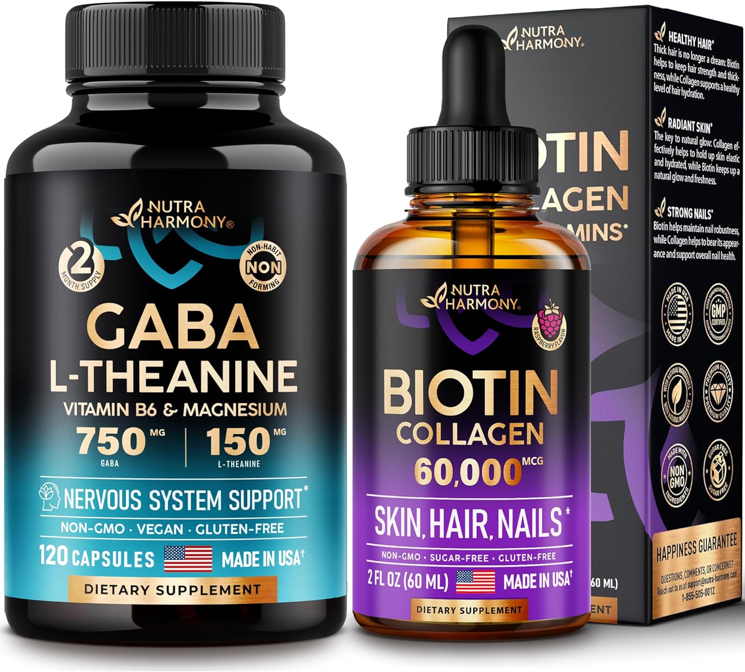 NUTRAHARMONY GABA Capsules  Biotin Collagen Drops