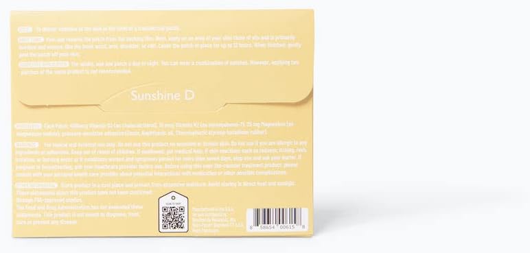 NUTRI-PATCH® Sunshine D Topical Patch,Infused with D3, and Other Wellness Ingredients.Designed to give You a Boost (30/Pack).