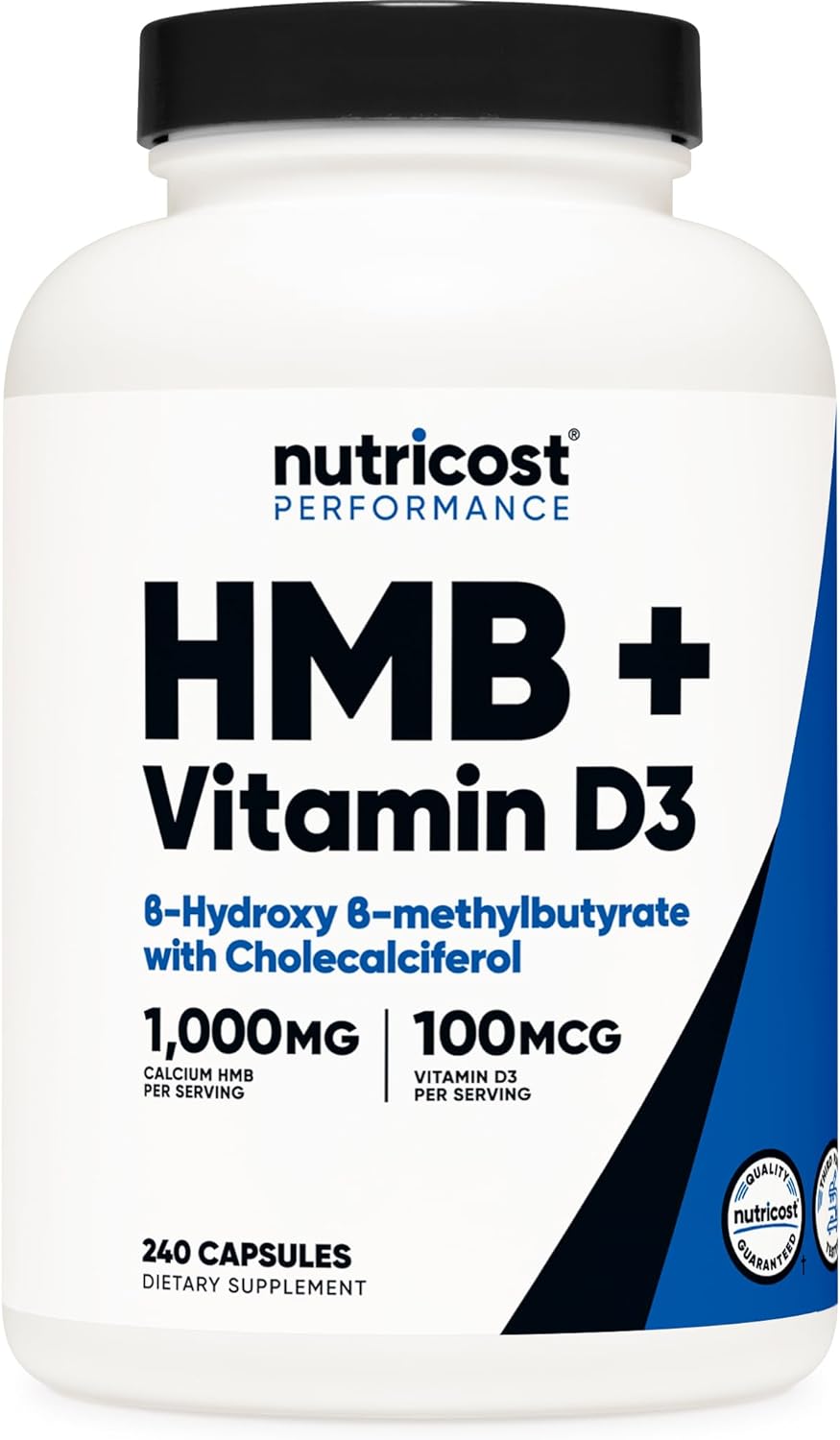 Nutricost HMB (1000mg) and Vitamin D3 (4000 IU) Supplement - 240 Capsules, 120 Servings - Gluten Free and Non-GMO